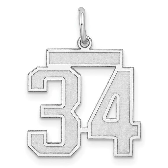 Sterling Silver Jersey Collection Medium Number 34 Pendant
